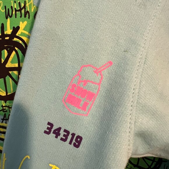 Snowmilk Steetwear Teal Hoodie Painted w/Original Snowmilk Design - Picture 3 of 8